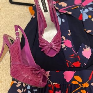 White House Black Market Deep fuchsia alligator leather peep toe heels! 🌹🌹🌹